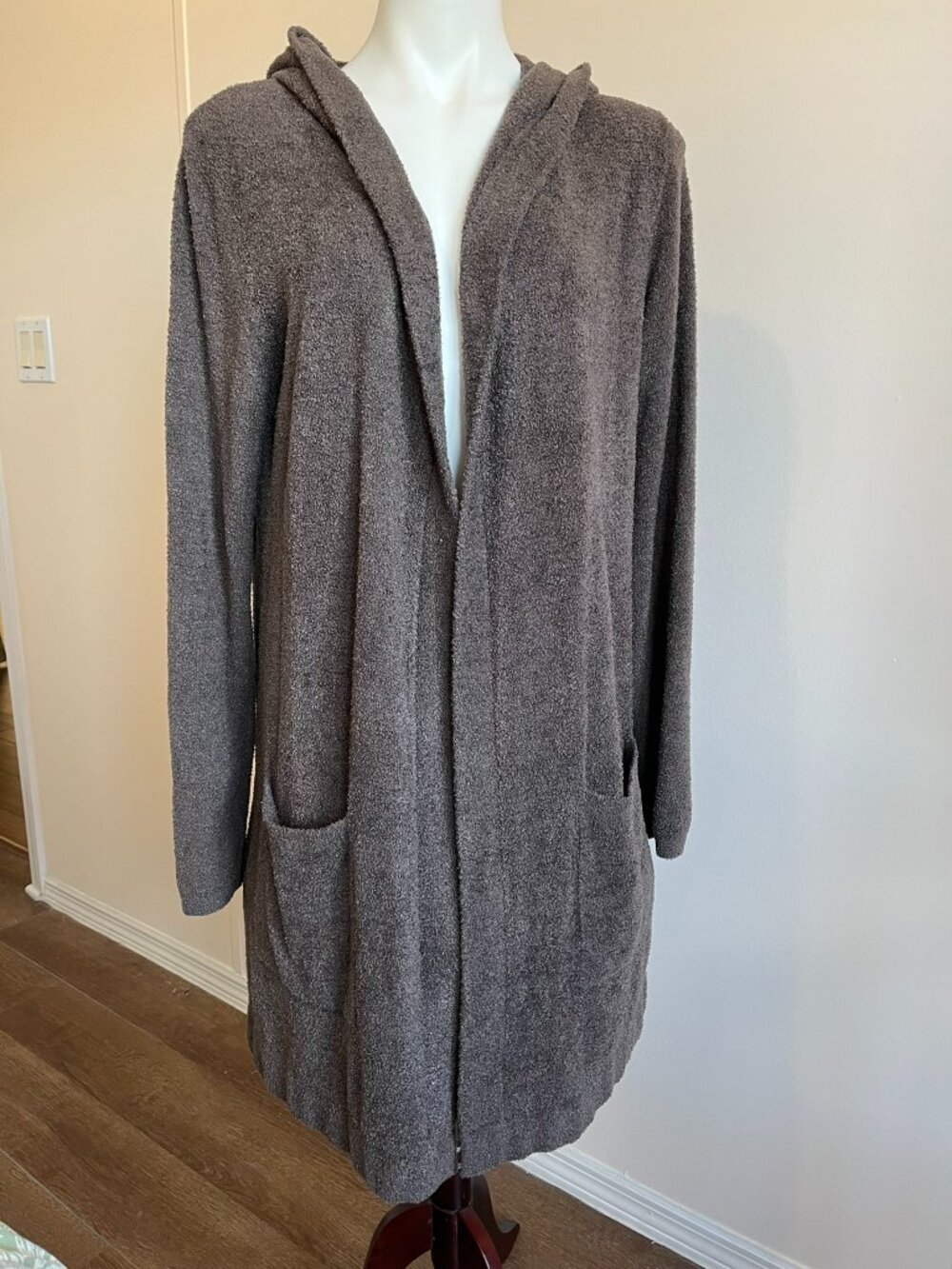 Barefoot Dreams L/XL Hooded Cardigan Open Front Cozychic Lite